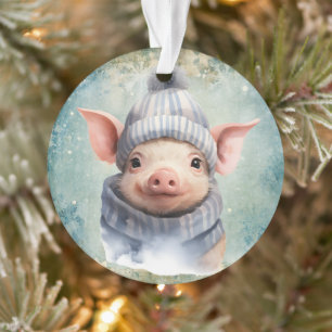 Vintage country cute Pig Christmas Ornament
