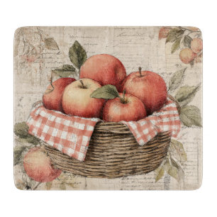 Vintage country design basket with apples cutting board