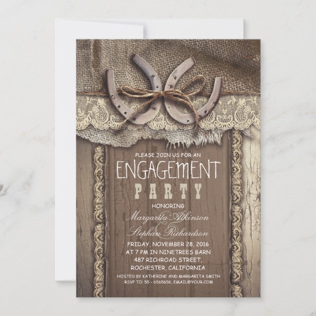 vintage country engagement party invitations (Front)