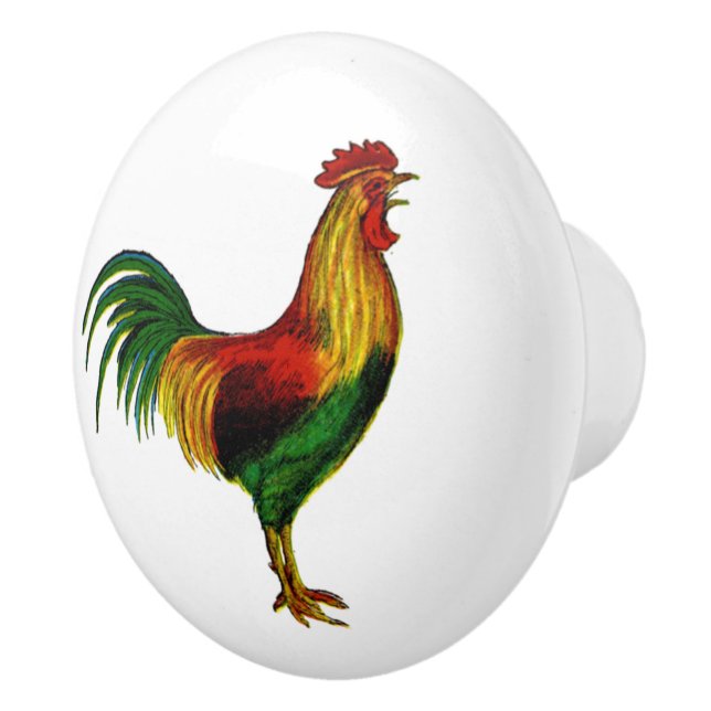 Vintage Country Farm Rooster Ceramic Knob (Right)