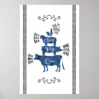 Vintage Country Farmhouse Stacked Farm Animal