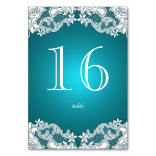 Vintage Country Floral Design Aqua Table Number