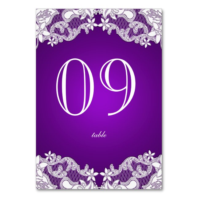 Vintage Country Floral Design Purple Table Number (Front)