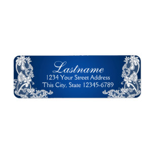 Vintage Country Floral Lace Sapphire Blue