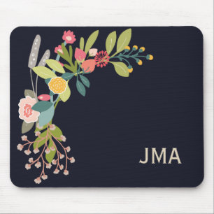 Vintage Country Floral with Monogram Mouse Mat