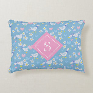 Vintage Country Geese Pattern Monogram Decorative Cushion