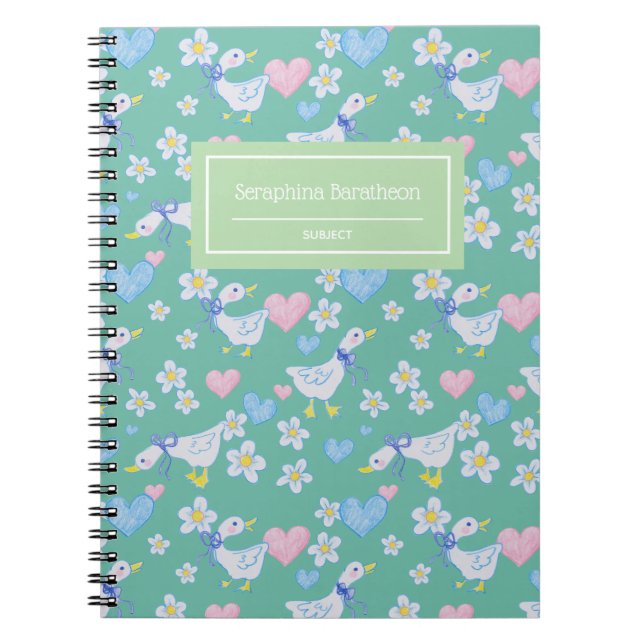 Vintage Country Geese Pattern Personalised Notebook (Front)