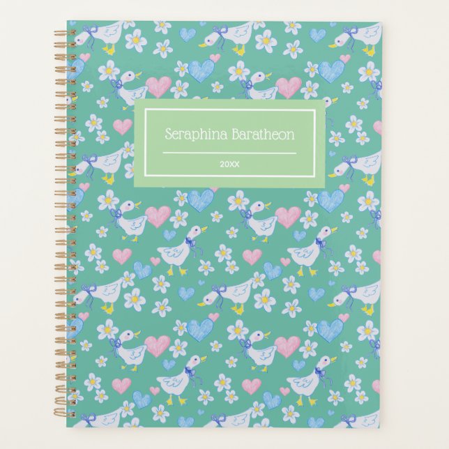 Vintage Country Geese Pattern Personalised Planner (Front)