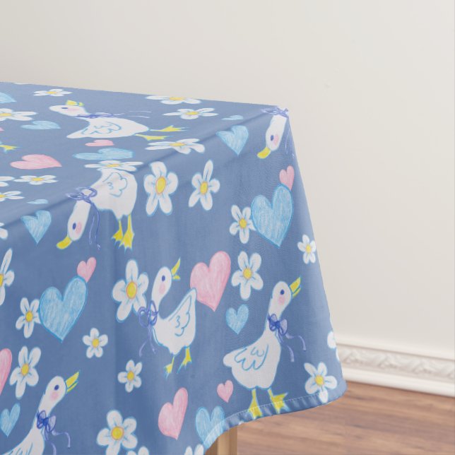 Vintage Country Geese Pattern Tablecloth (In Situ)