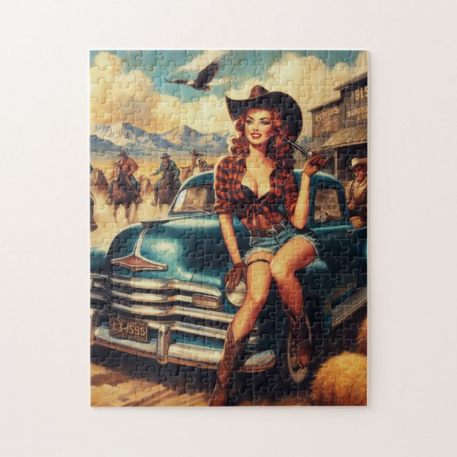 Vintage Country Girl Illustration Jigsaw Puzzle (Vertical)