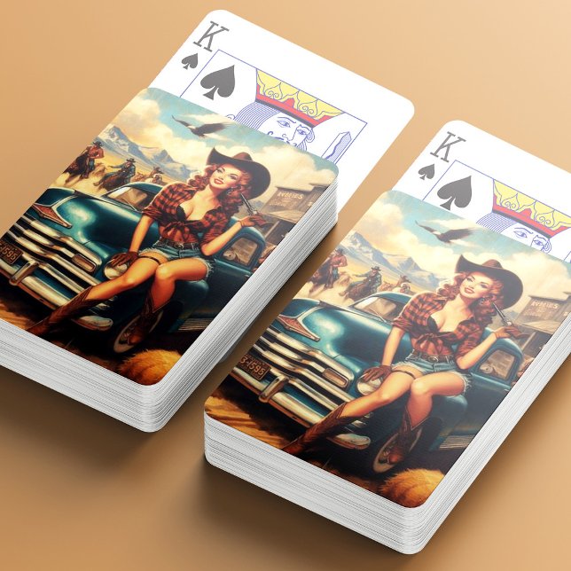 Vintage Country Girl Illustration Playing Cards (Creator Uploaded)
