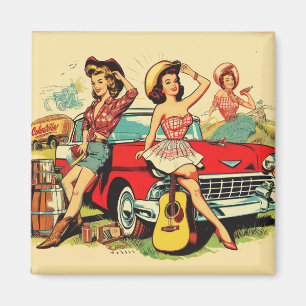 Vintage Country Girls Magnet