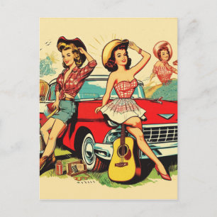 Vintage Country Girls Postcard
