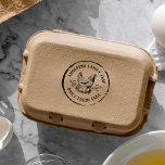 Vintage Country Hand-drawn Chicken Egg Carton Self-inking Stamp<br><div class="desc">This self-inking rubber stamp is the perfect addition for your homestead or family farm! Featuring a rustic hand-drawn chicken with eggs and branches. You family farm name or business name and "Daily fresh eggs" appear in a vintage round typography. A distressed circular border frames all of your details giving it...</div>