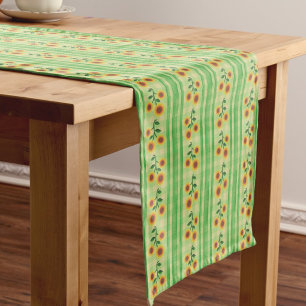 Vintage Country Kitchen Rustic Green Yellow  Short Table Runner