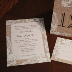 Vintage Country Lace Design and Burlap Invitation