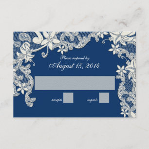 Vintage Country Lace Design Changeable Colour RSVP Card