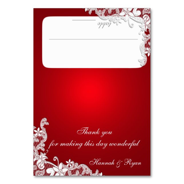 Vintage Country Lace Red Seating Card (Front)