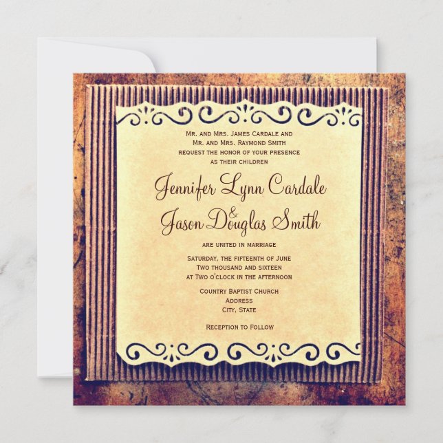 Vintage Country Paper Rustic Wedding Invitations (Front)