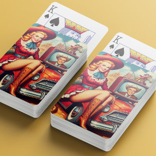 Vintage Country Pin-Up Illustration Playing Cards