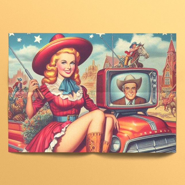 Vintage Country Pin-Up Illustration Tissue Paper (Creator Uploaded)