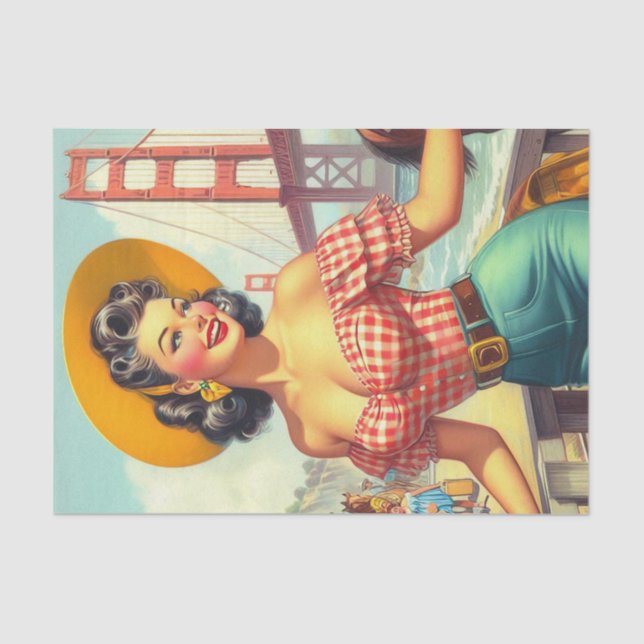 Vintage Country Pin Up Tissue Paper (Front)