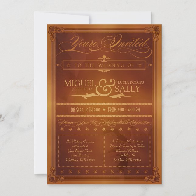 Vintage Country Poster Style Wedding Invitation (Front)