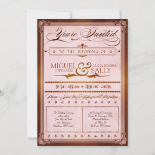 Vintage Country Poster Style Wedding Invitation