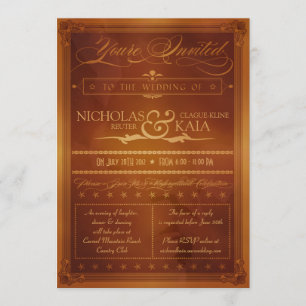 Vintage Country Poster Style Wedding Invitation