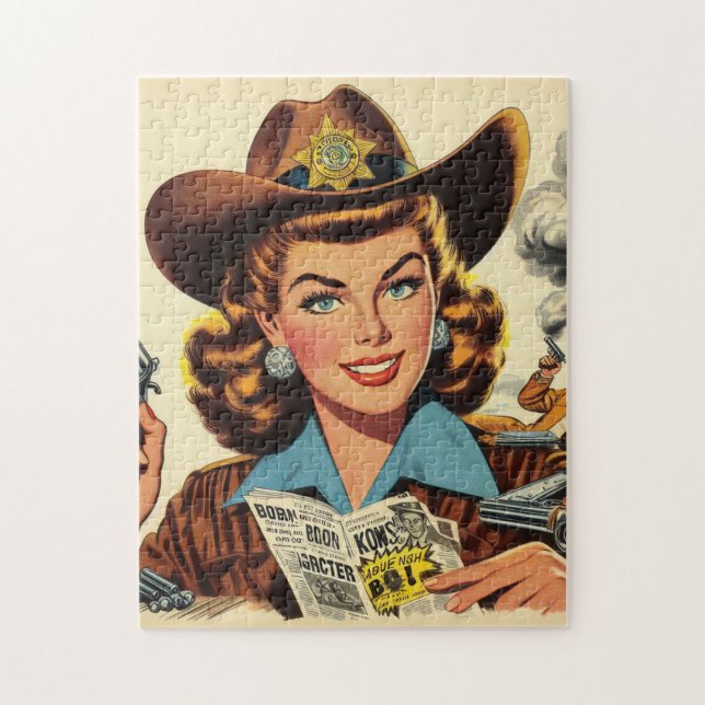 Vintage Country Pulp Girl Jigsaw Puzzle (Vertical)