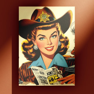 Vintage Country Pulp Girl Postcard