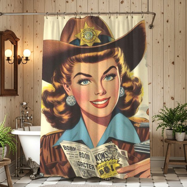 Vintage Country Pulp Girl Shower Curtain (Creator Uploaded)