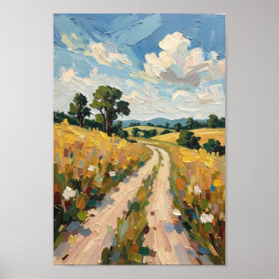 Vintage Country Road Pastoral Art Poster