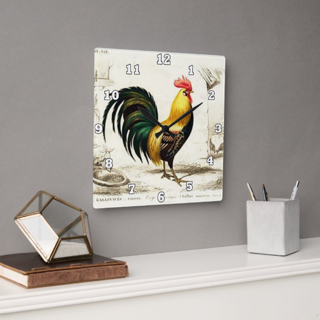 Vintage Country Rooster kitchen wall clock (Office)