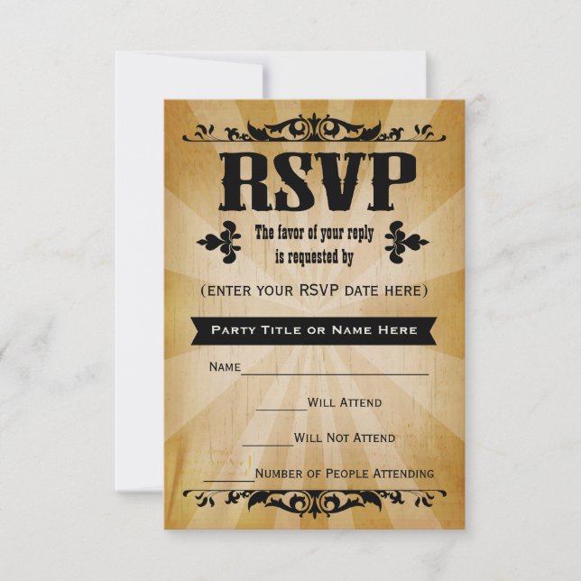 Vintage Country RSVP Reply Cards (Front)