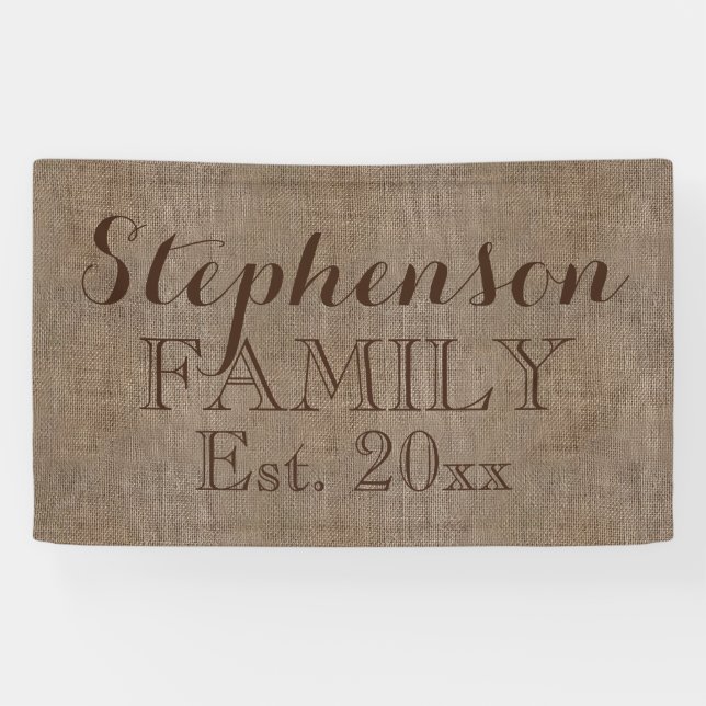 Vintage Country Rustic Burlap Name Banner (Horizontal)