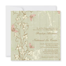 Vintage country rustic cream wedding invitation