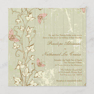 Vintage country rustic cream wedding invitation