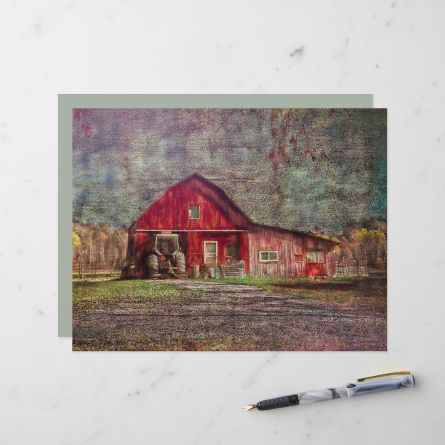 Vintage Country Rustic Old Red Texture Barn (Front/Back In Situ)