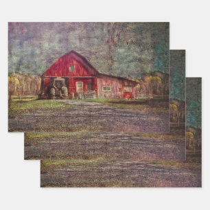 Vintage Country Rustic Old Red Texture Barn Wrapping Paper Sheet