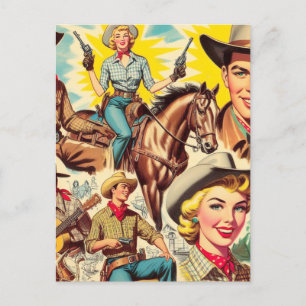 Vintage Country Seamless Illustration Postcard