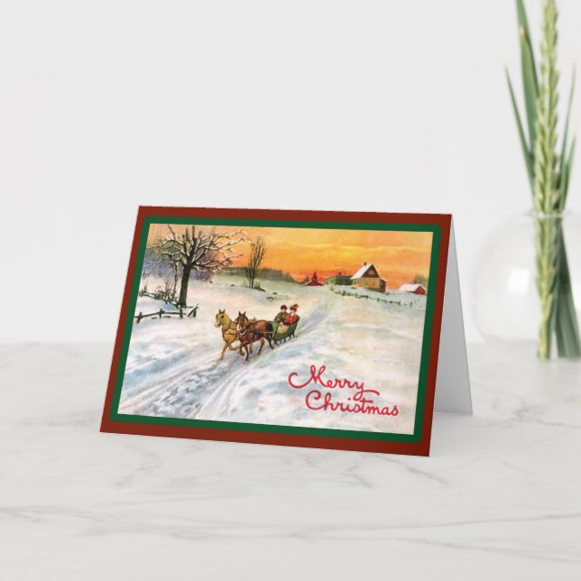 Vintage Country Sleigh Ride - A Card (Front)