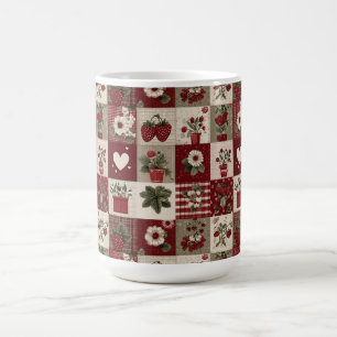 Vintage Country Strawberry Patchwork Pattern Coffee Mug
