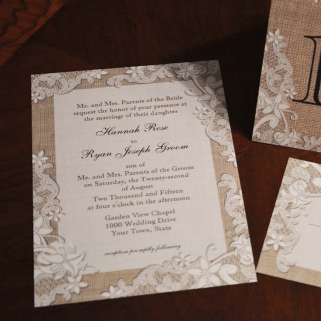 Vintage Country Style Lace Design and Burlap Invitation (Creator Uploaded)
