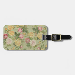 Vintage Country Weathered Floral Luggage Tag