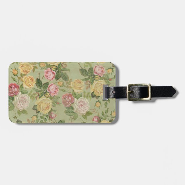 Vintage Country Weathered Floral Luggage Tag (Front Horizontal)
