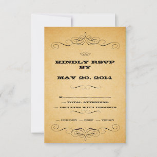 Vintage Country Wedding RSVP Swirls Card