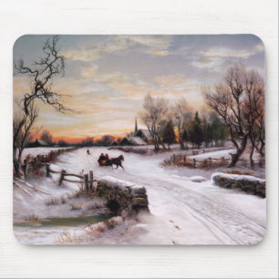 Vintage Country Winter Scene Christmas Gift  Mouse Mat