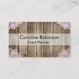 Vintage Country Wooden Lace Custom Business Cards