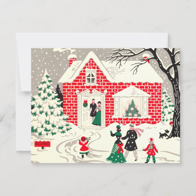 Vintage Countryside Greetings Flat Card (Front)